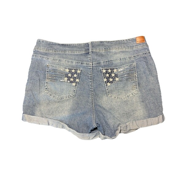 Wallflower Plus Size 20W Denim Shorts American Flag Back Pockets Curvy Fit Patri - Picture 1 of 7